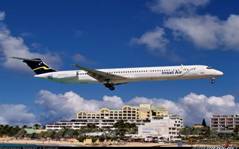 Insel Air MD-83 jet aircraft landing in St. Maarten